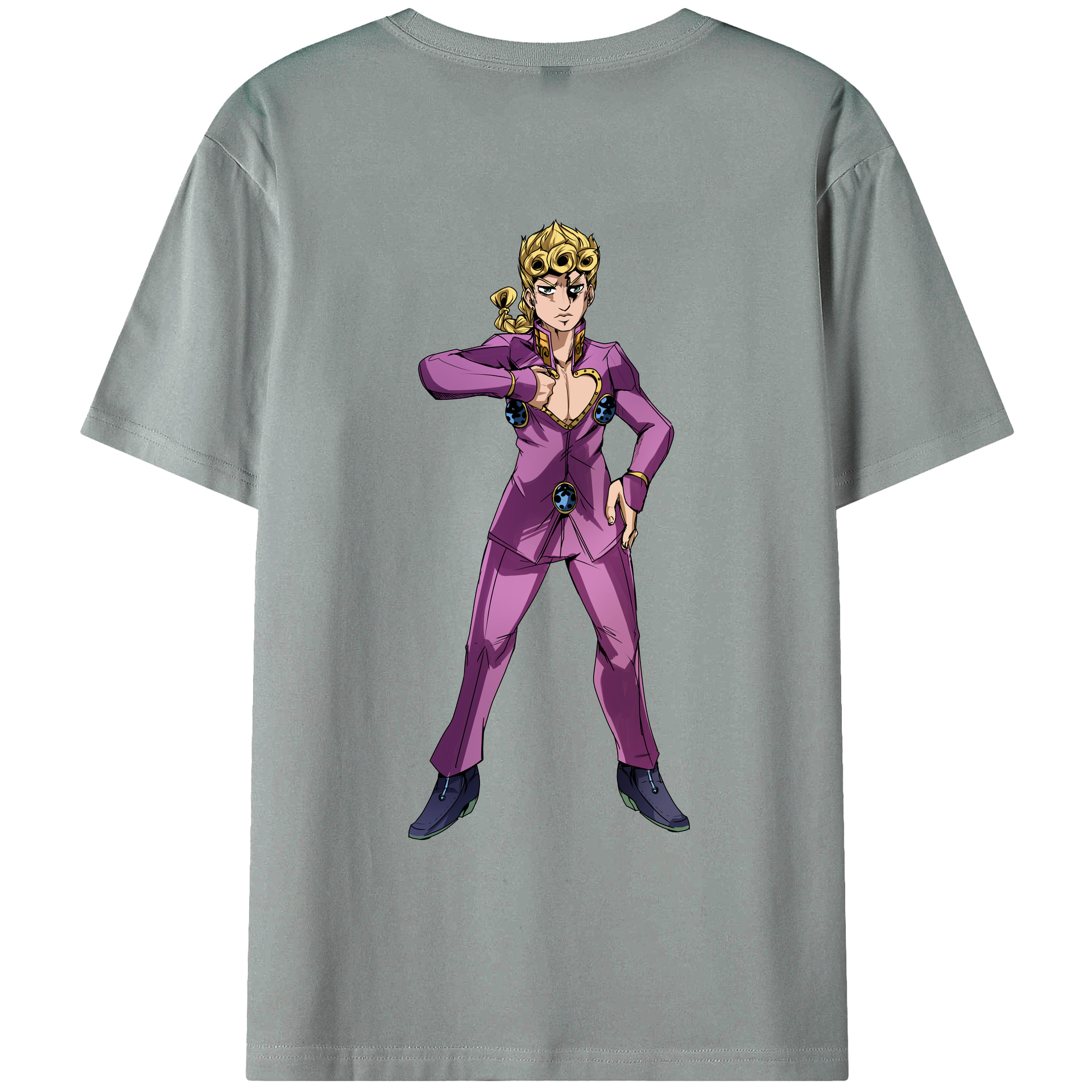 （画像用） ジョジョの奇妙な冒険 ジョルノ?ジョバァーナ JoJo's Bizarre Adventure Giorno Giovanna 綿100％ メンズ半袖Tシャツ（バックプリント） 通気性